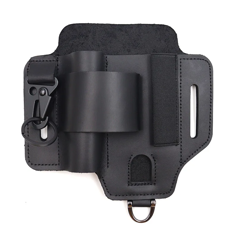 Bolsa táctica EDC de cuero para herramientas de caza linterna cuchillo - imagen 5