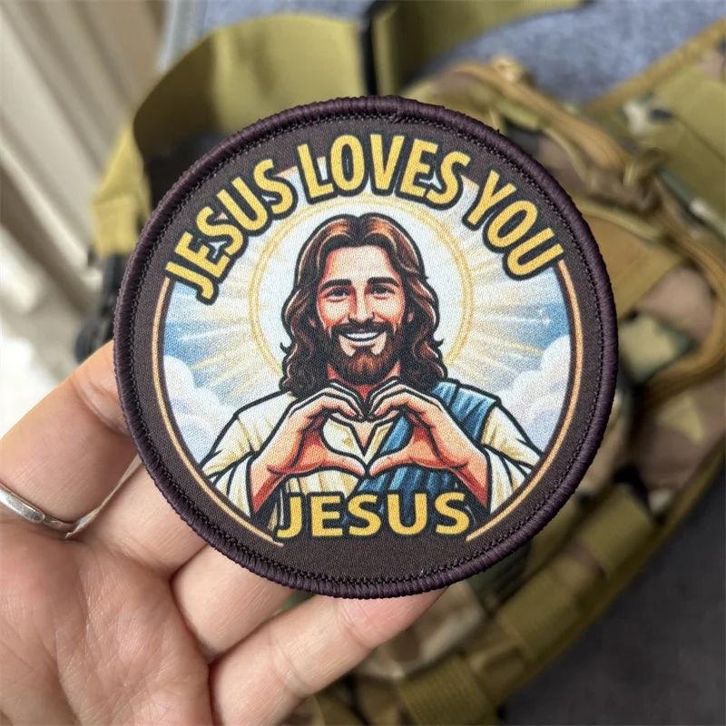 Parche táctico JESUS LOVE YOU con velcro para ropa y mochila - imagen 3