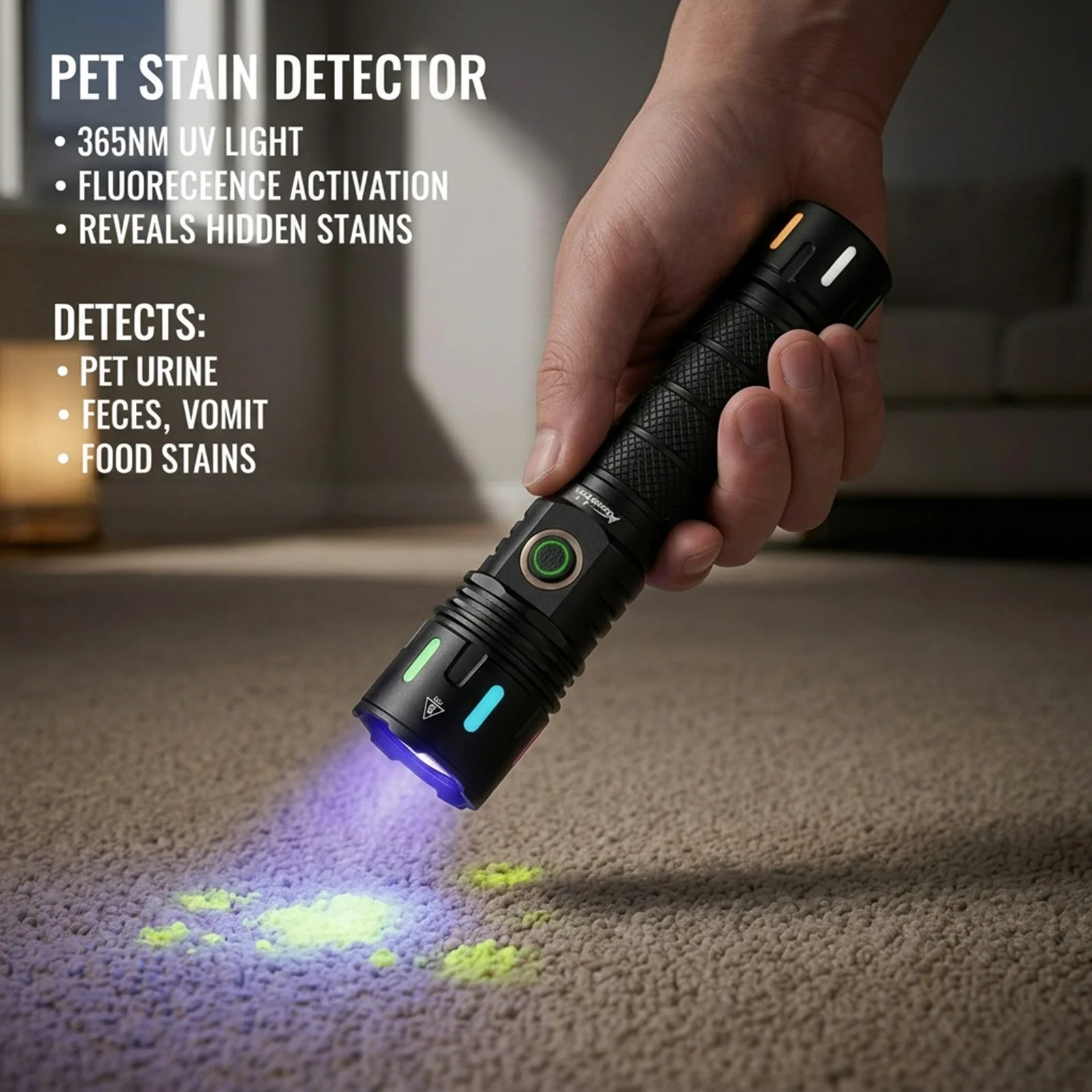 Alonefire Linterna UV recargable con zoom, luz negra para manchas - imagen 4