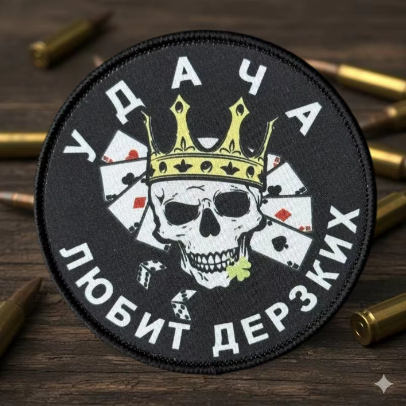 Parche táctico Totenkopf corona con velcro para chaleco o mochila - imagen 3