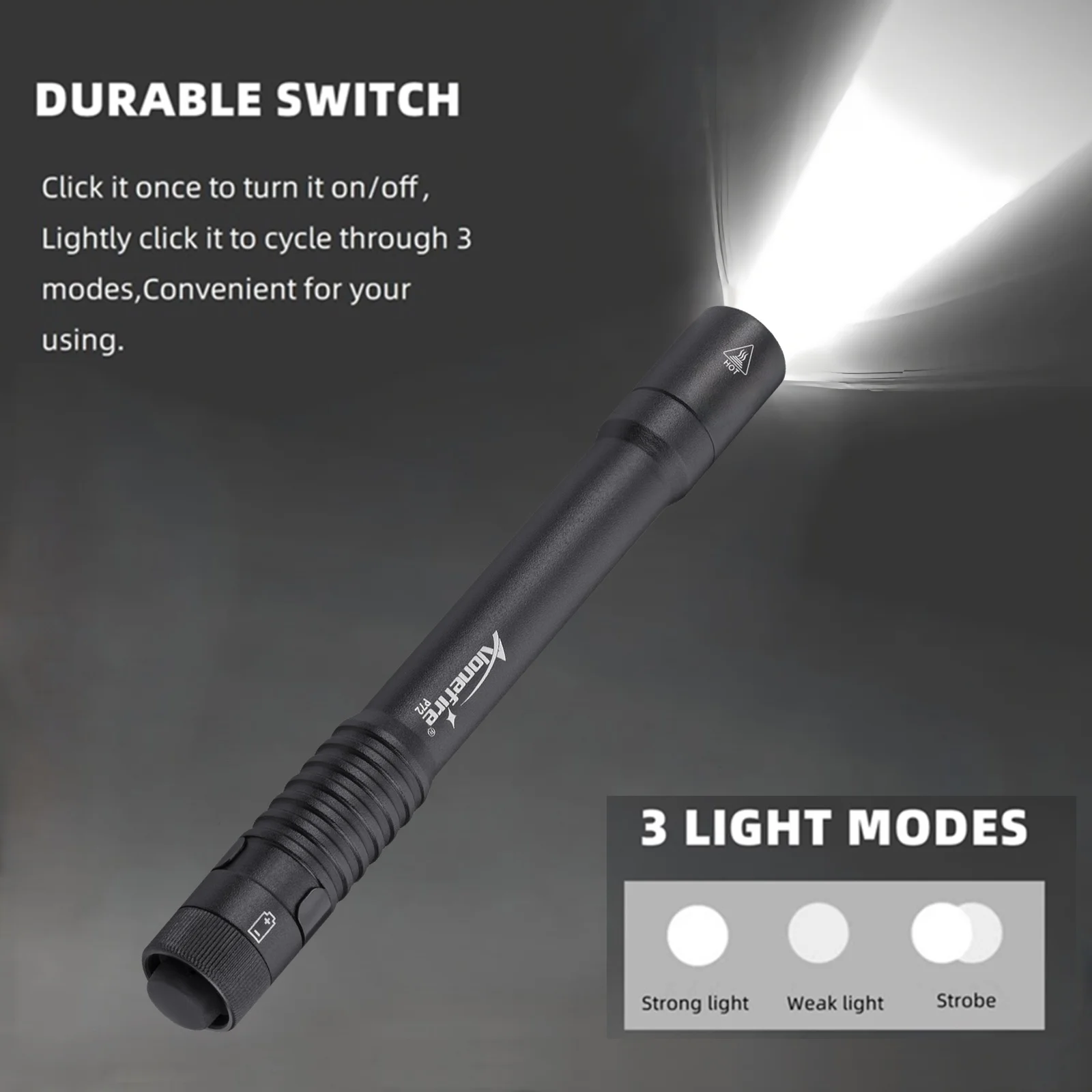 Alonefire P72 Linterna LED táctica de bolsillo aluminio para exterior - imagen 2