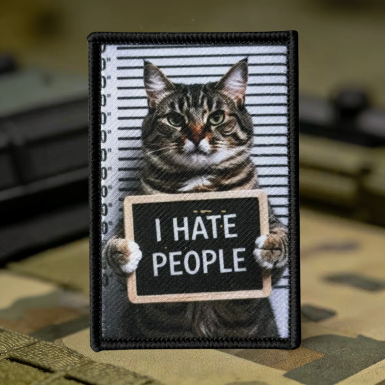 Parche de morale I HATE PEOPLE con gancho y bucle - imagen 3
