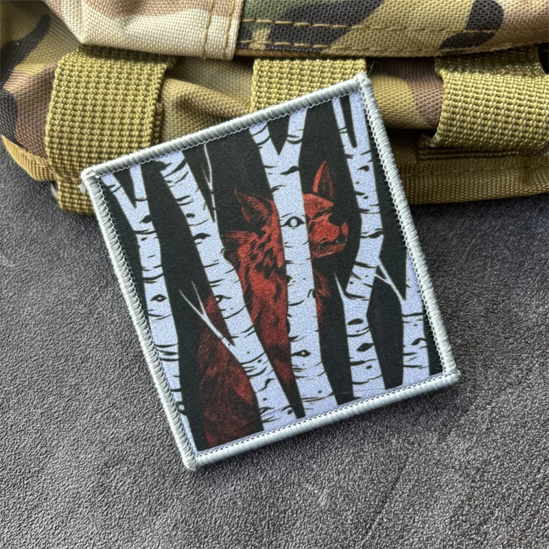 Parche táctico lobo estampado Velcro gancho y bucle para ropa - imagen 2