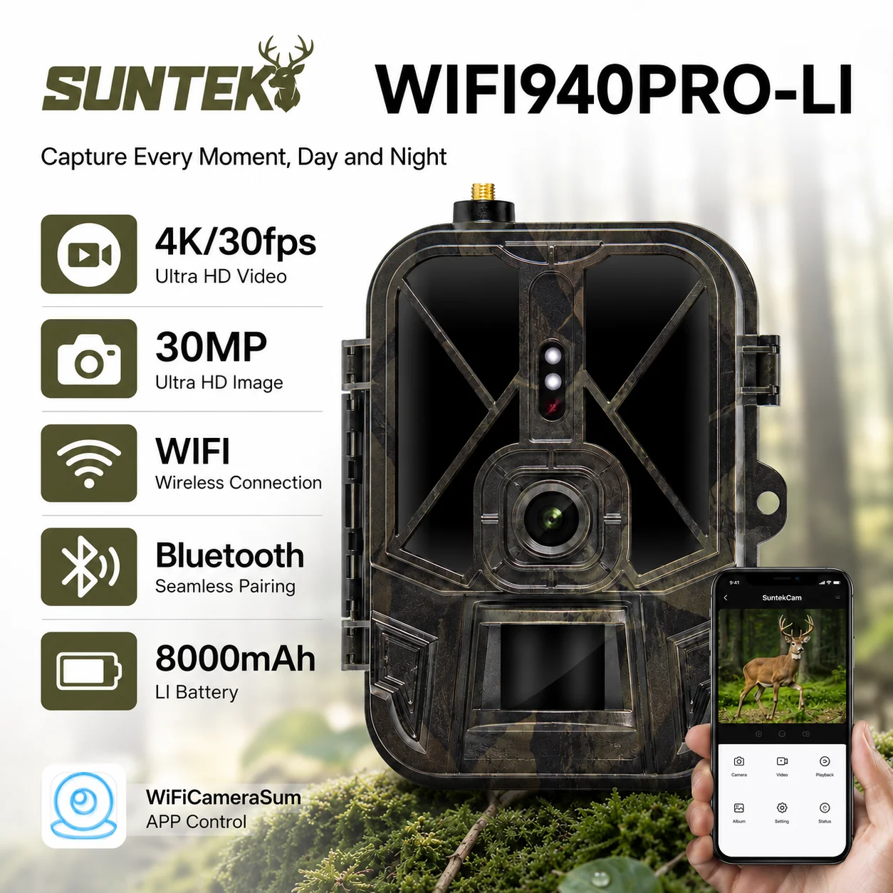 Suntek HC940PRO-LI Cámara de caza 4K con visión nocturna