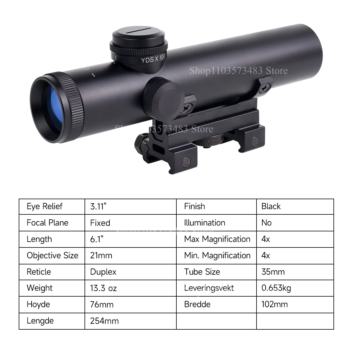 Mira telescópica 4x Mil-Dot BDC HD retro para M4/M16 - imagen 2