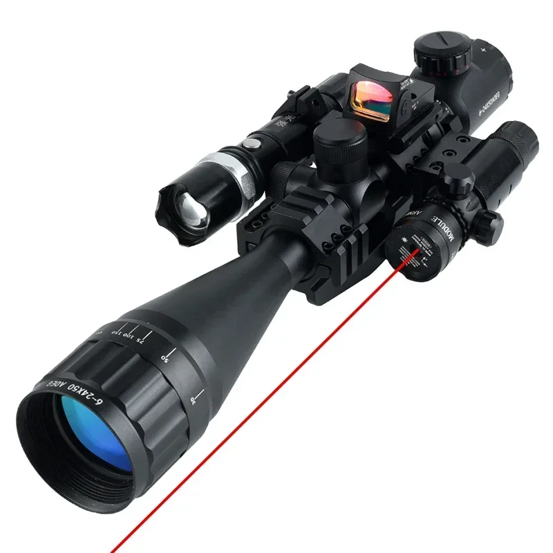 Mira telescópica AOEG para airsoft con láser rojo y verde - imagen 5