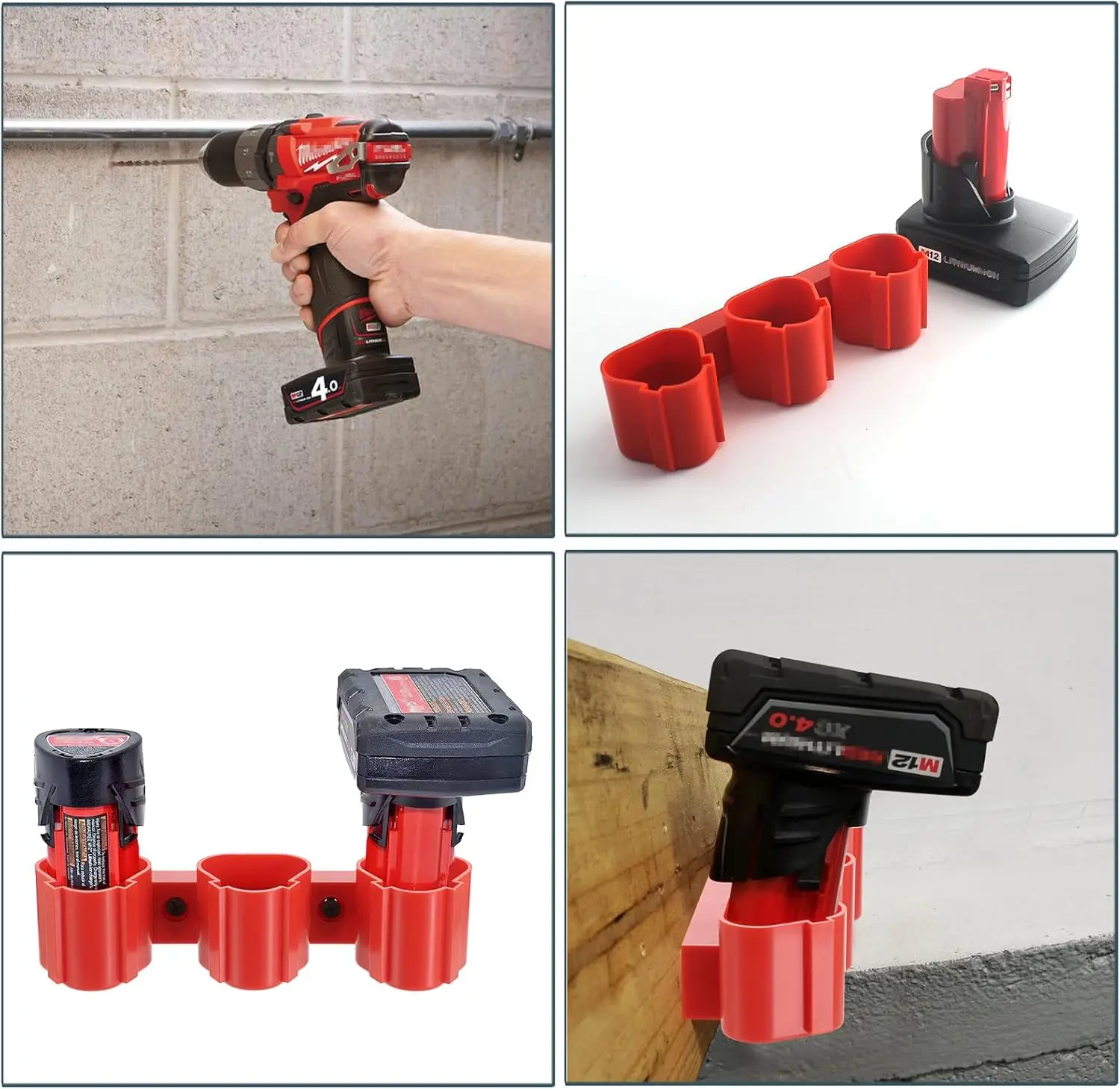 Soporte de pared para baterías Makita Milwaukee Bosch con ranuras - imagen 5