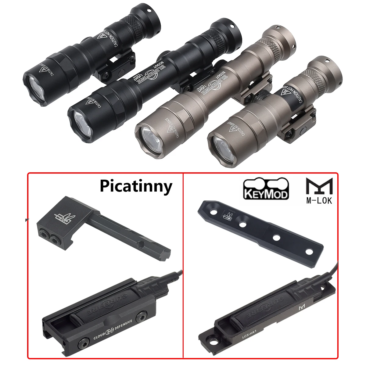 Linterna táctica con conjunto de interruptor de presión y soporte