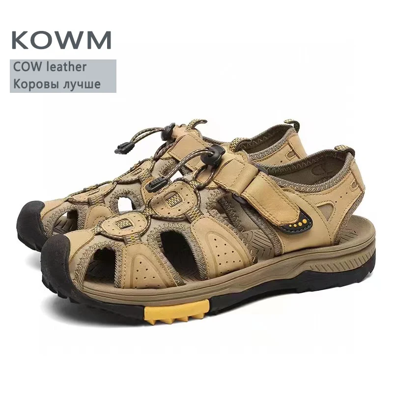 KOWM Sandalias acuáticas de cuero vacuno, transpirables y secado rápido - imagen 4
