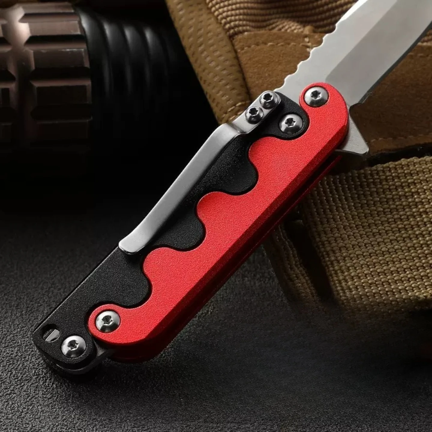 Cuchillo plegable EDC aluminio con clip de bolsillo y abridor - imagen 3
