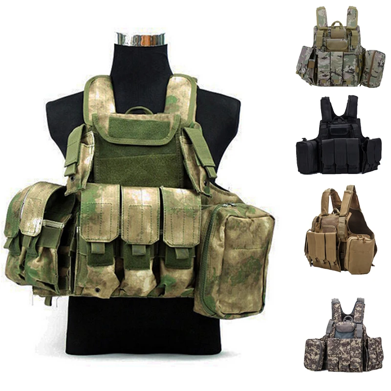 Chaleco táctico ATACS FG MOLLE con triple portacargadores – Airsoft y combate - imagen 2