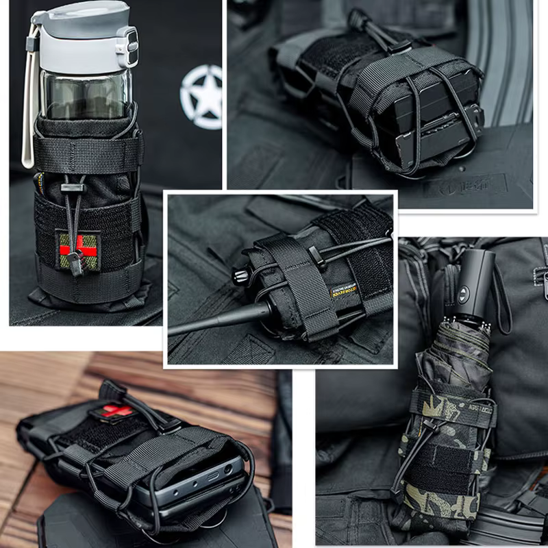 Funda radio MOLLE táctica con bolsa de agua para exteriores y móvil - imagen 4
