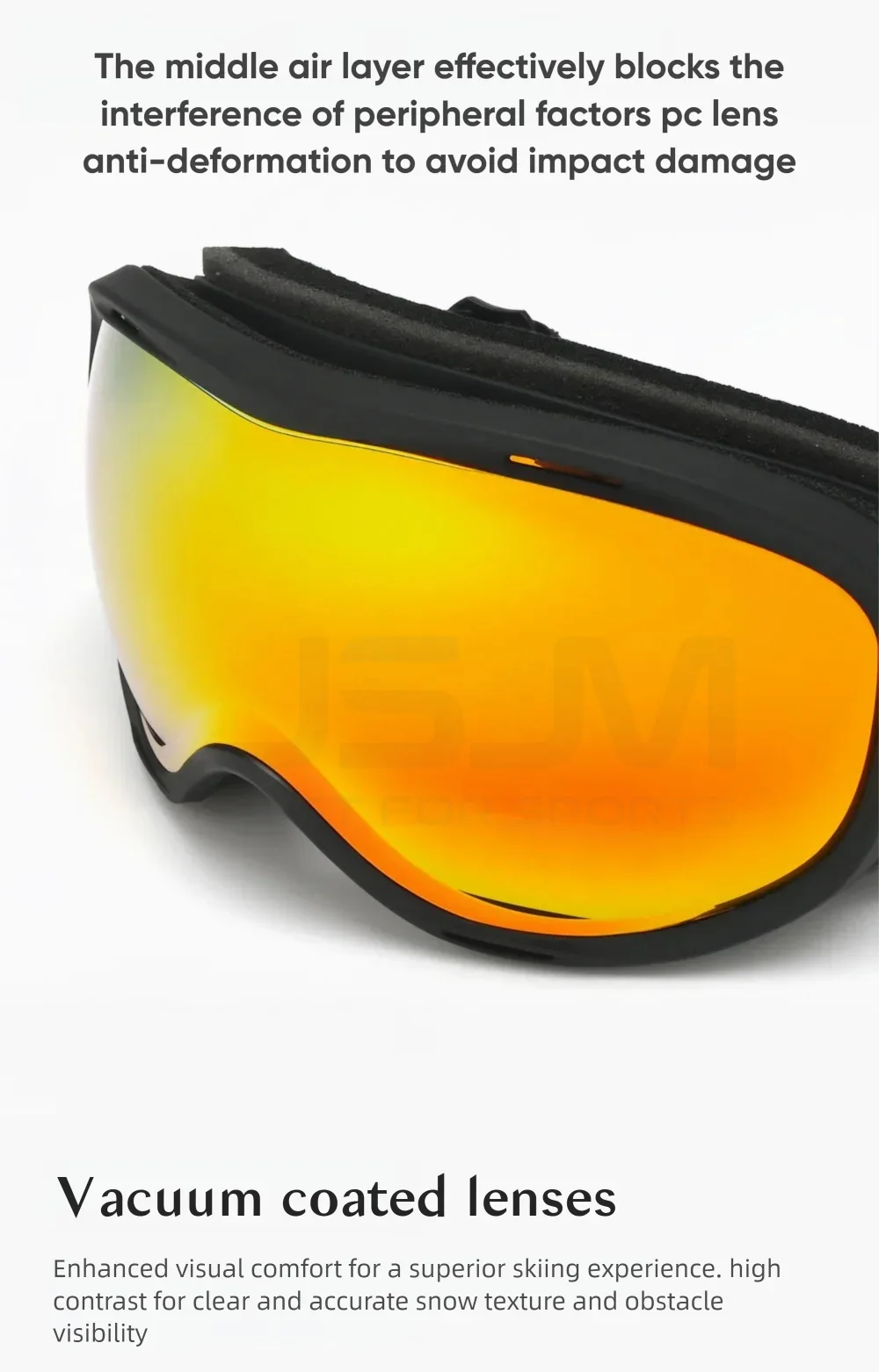 JSJM Gafas de esquí antiniebla doble capa profesionales