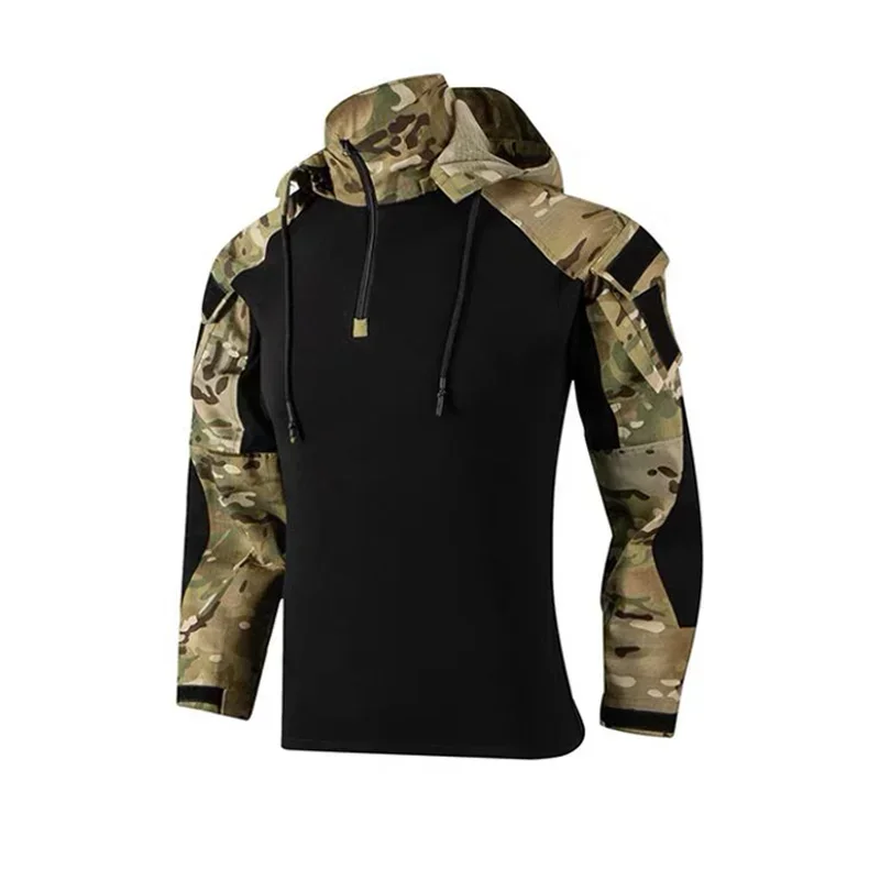 Uniforme táctico camuflaje con capucha, bolsillos y rodilleras carga - imagen 5