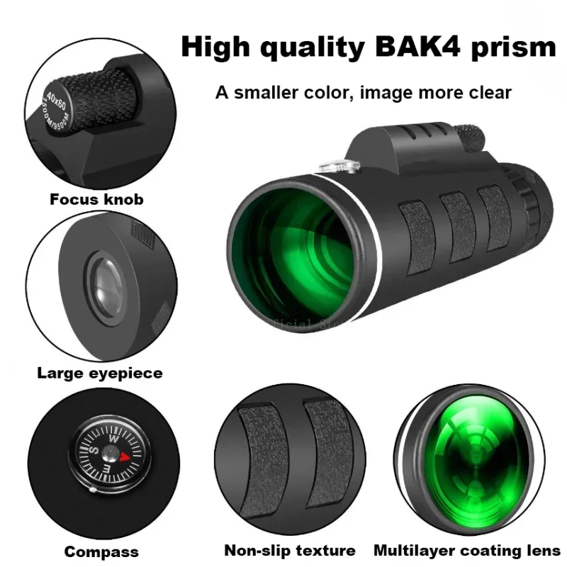 Monocular nocturno HD impermeable zoom mini para caza y camping - imagen 4