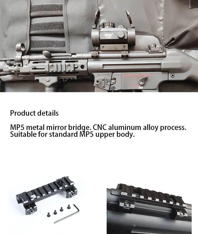 Soporte táctico HK MP5 con mira de punto rojo instalado