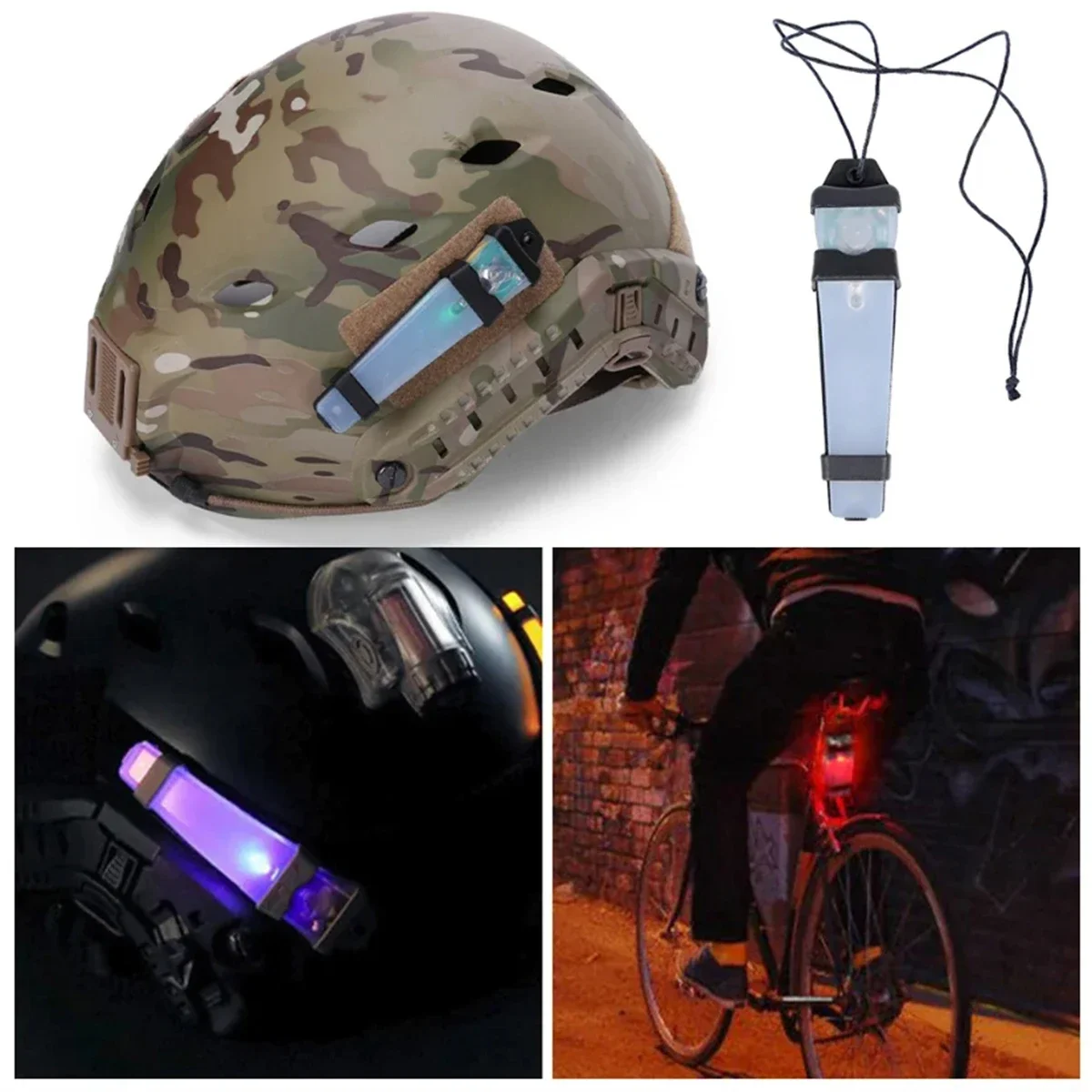 Casco táctico impermeable con luz IR estroboscópica, señal y destello - imagen 3