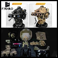 Casco táctico NVG con visera, linterna y auricular para airsoft