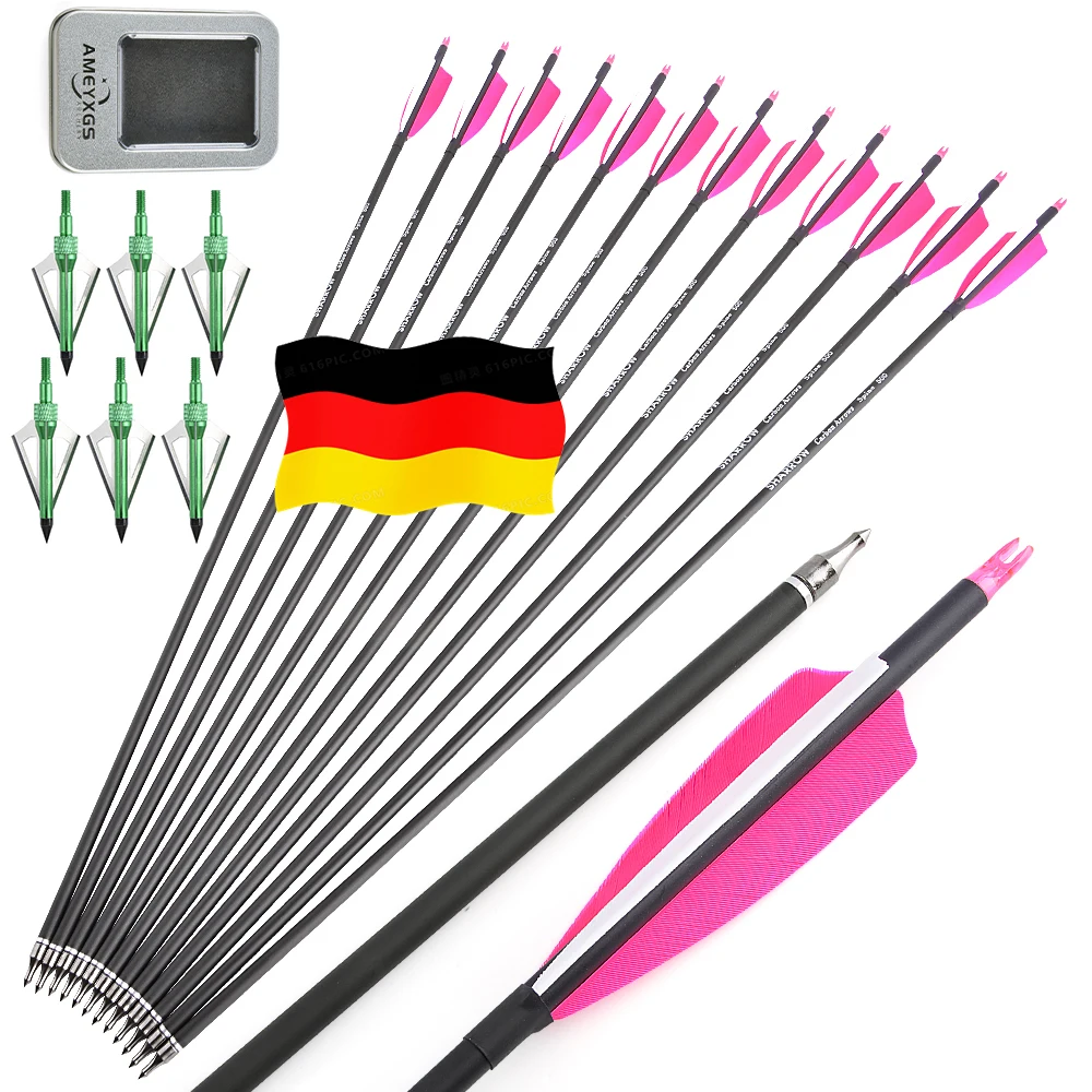 Flechas de carbono para tiro con arco, plumas pavo - imagen 4
