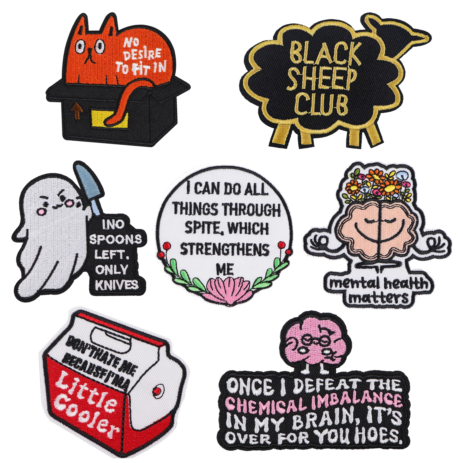 Parche bordado Club de Ovejas Negras - citas divertidas para ropa