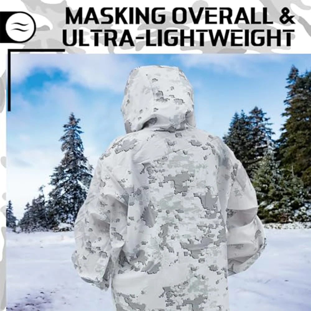 Traje Ghillie táctico de nieve de invierno con chaqueta y pantalón