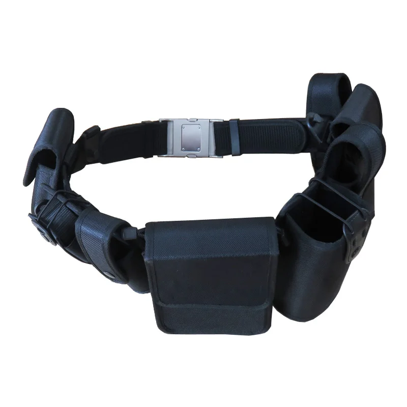 Cinturón táctico negro multifuncional con bolsa para patrullaje - imagen 5