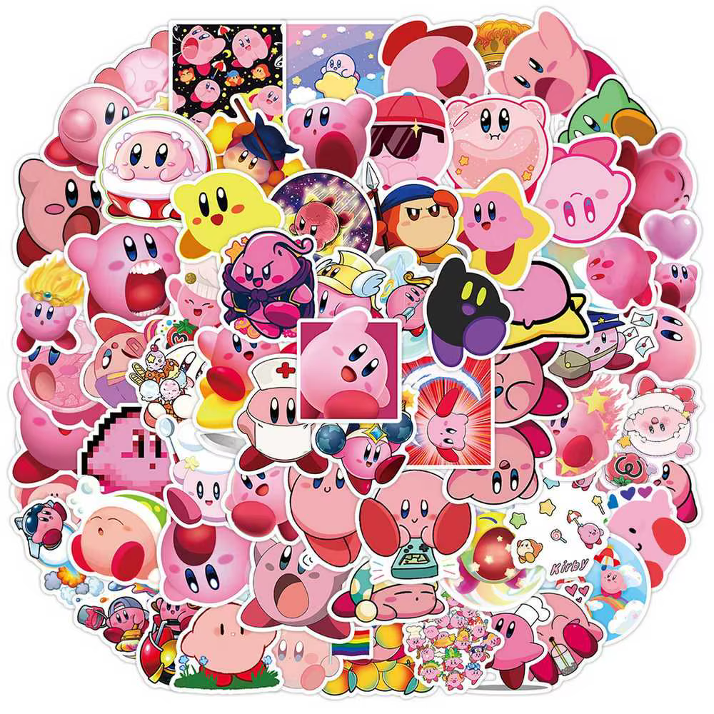 Pegatinas Kirby de dibujos animados estilo tierno para cuadernos