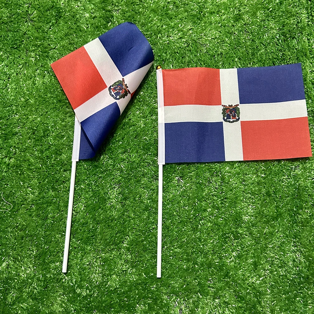Bandera de mano de República Dominicana para ondear con asta - imagen 4