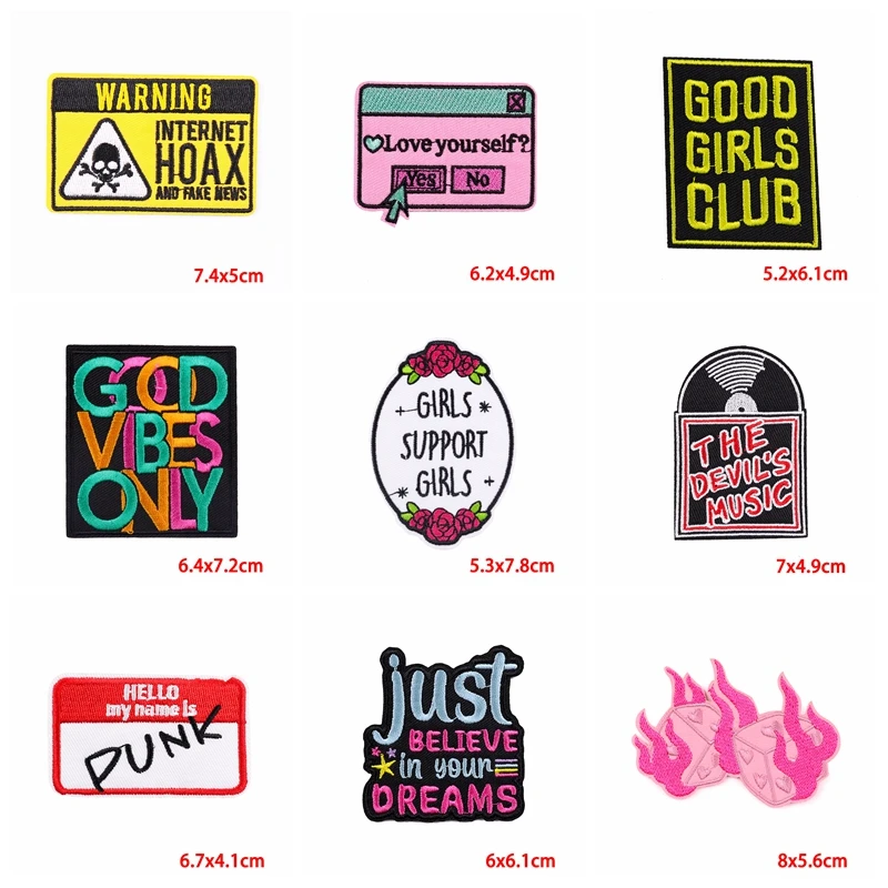 Parches bordados estilo punk letras para ropa planchar