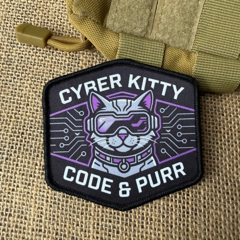 Parche táctico de gato con velcro – Insignia de moral hexagonal - imagen 3