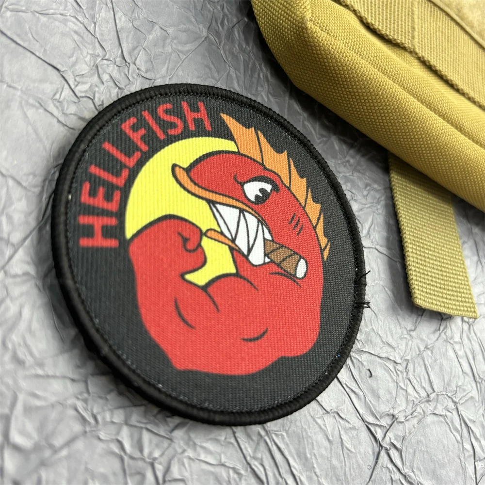 Parche táctico Hell Fish – Morale patch impreso con gancho y bucle - imagen 2