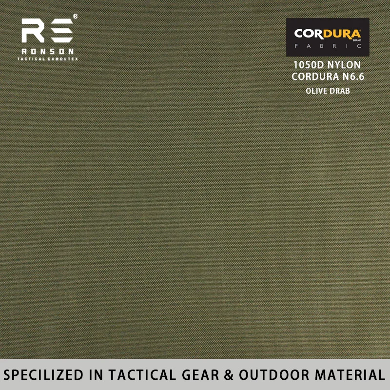 Tela Cordura Ronson NIR en PU, resistente al agua, verde oliva