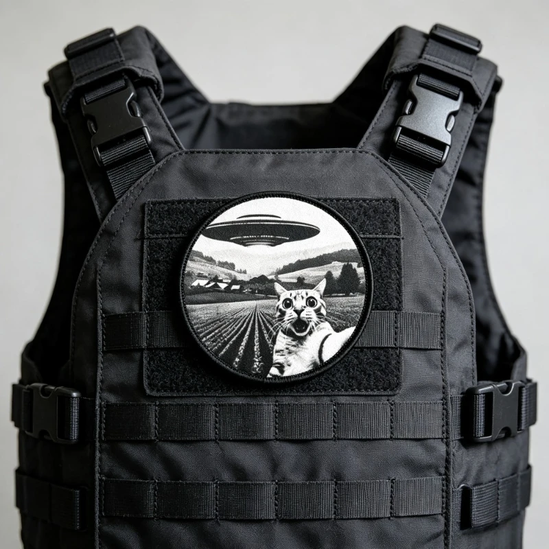 Parche táctico velcro gato OVNI – Insignia moral para MOLLE y ropa - imagen 2