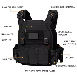 Chaleco táctico militar portaplacas MOLLE – Ajustable para combate