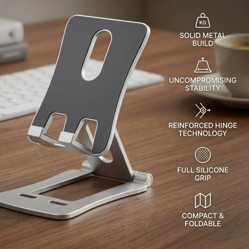 Soporte plegable de teléfono aluminio: ajuste de altura e inclinación - imagen 4