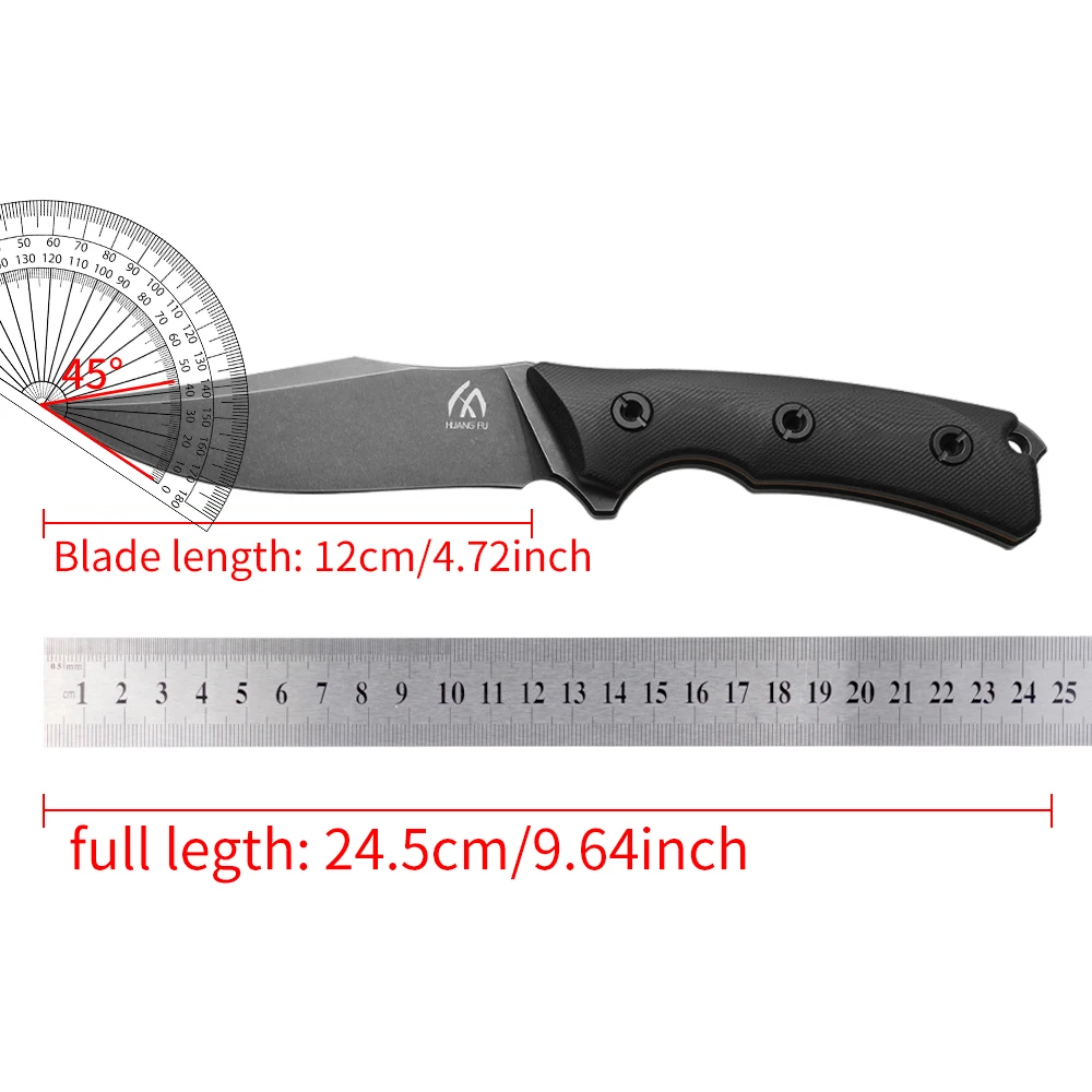 Cuchillo fijo acero para exteriores y emergencia, portátil - imagen 3