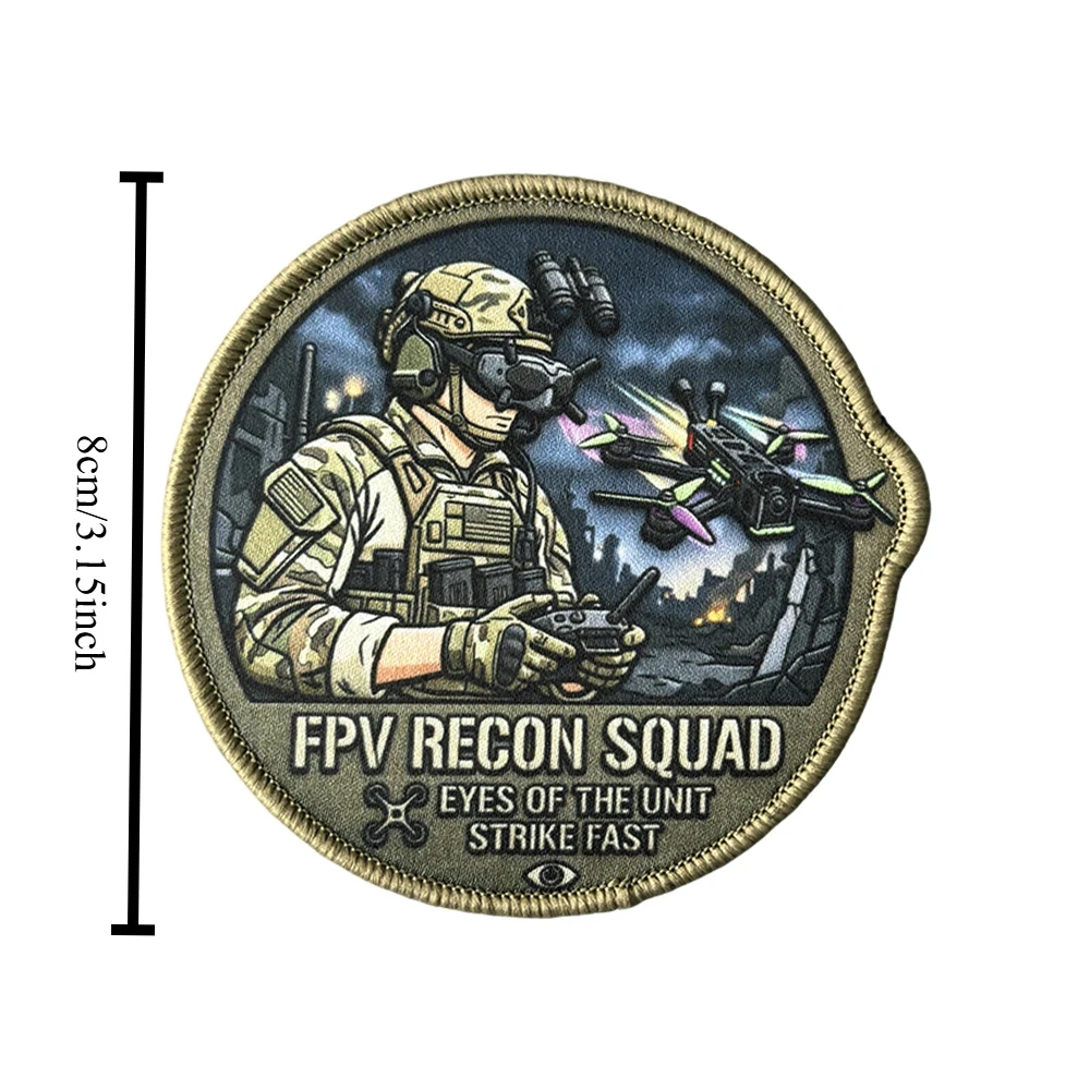Parche táctico bordado Recon Wing calavera – con velcro para mochila - imagen 4