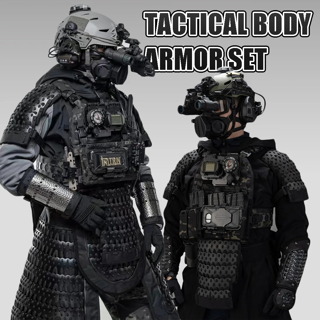 Armadura táctica escamas dragón con protecciones hombro, ingle y muslo - imagen 5