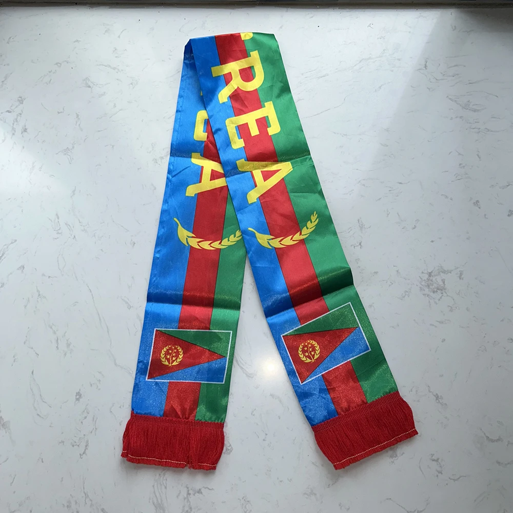 Bufanda fútbol bandera Eritrea satén con borlas por ambos lados - imagen 2