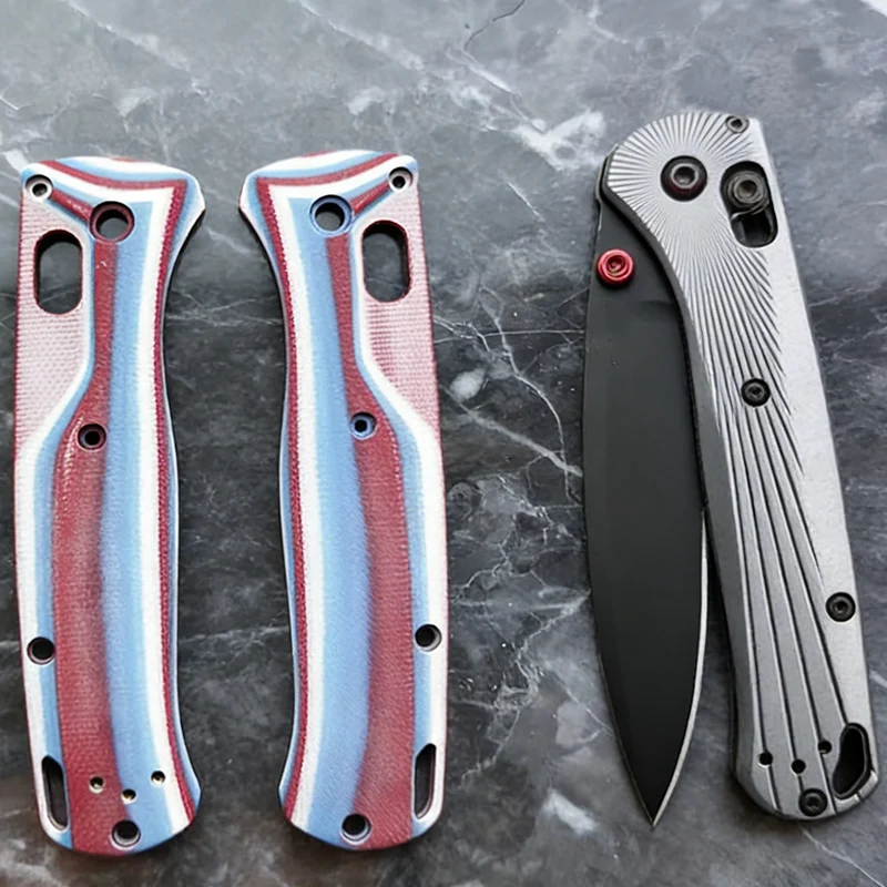 Benchmade Bugout 535: Cachas G10 azul, rojo y blanco para reemplazo - imagen 3