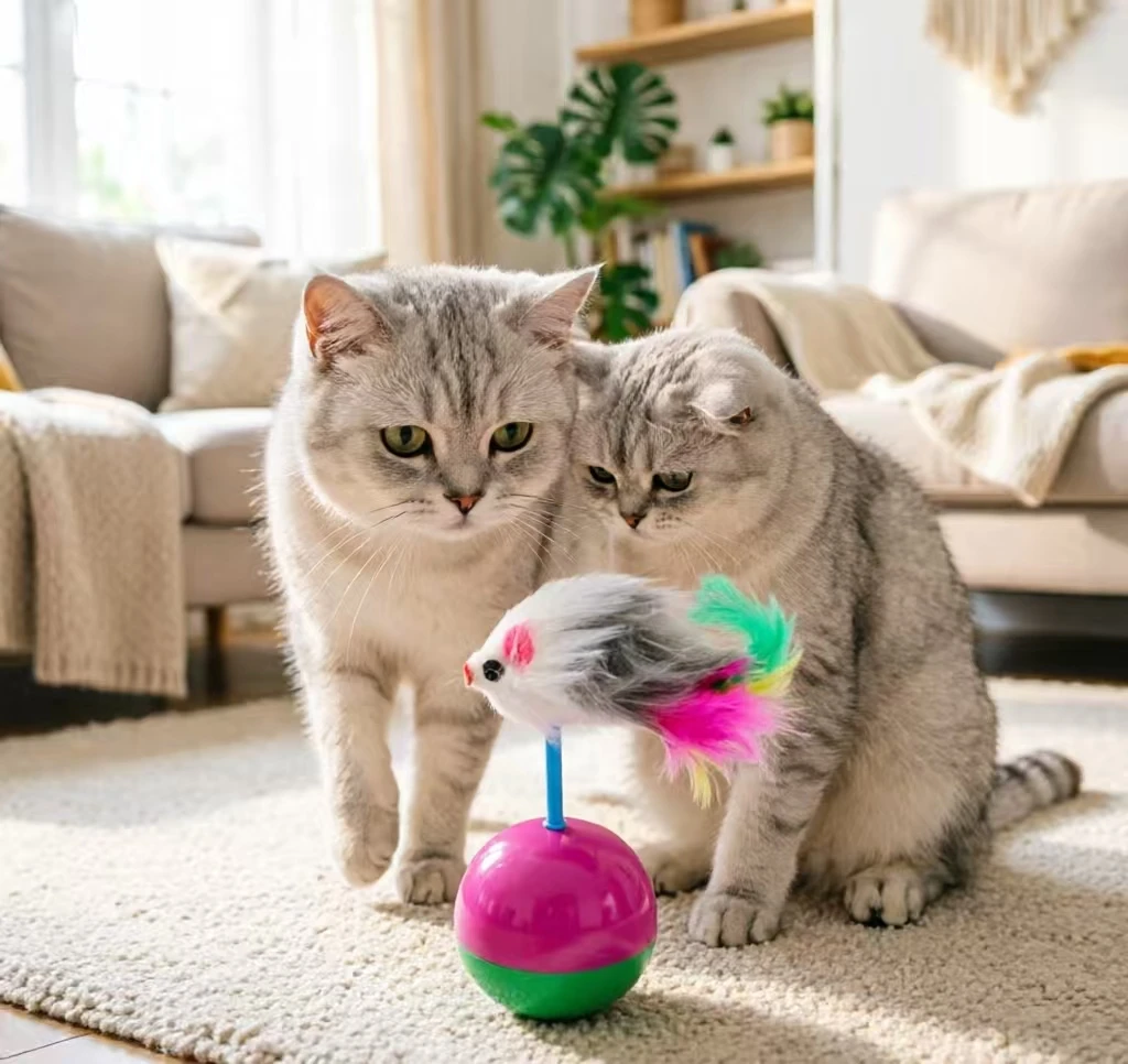 Ratón de peluche con plumas para juego felino