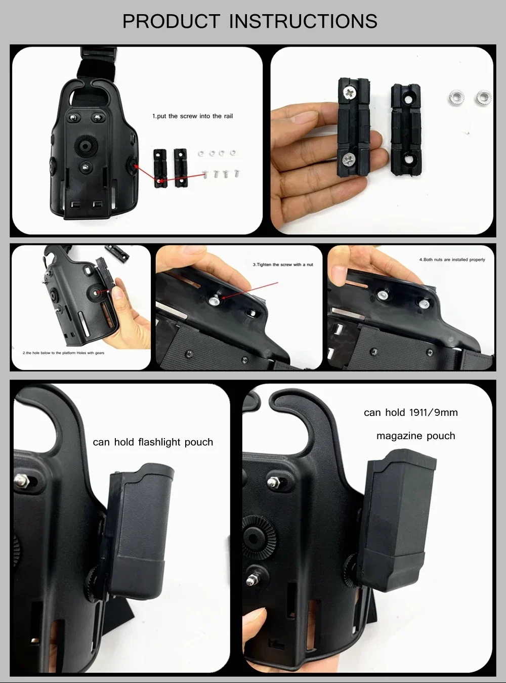 Porta cargadores táctico de pierna con doble bolsa 9 mm - imagen 5