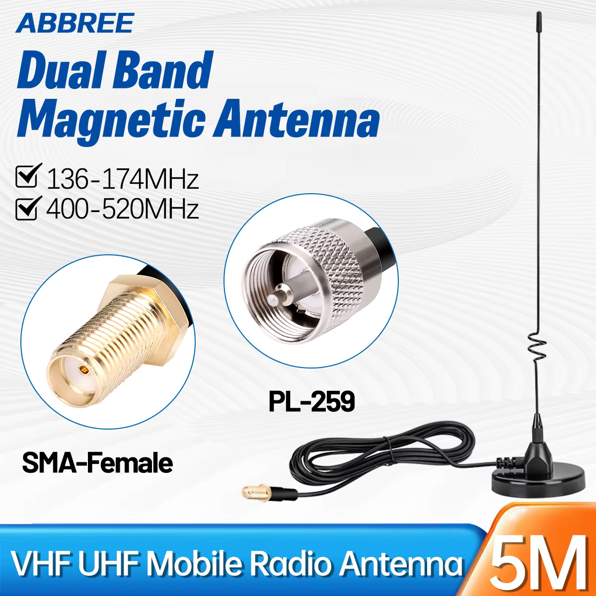 Antena magnética dual VHF UHF ABBREE AD-109 para Baofeng - imagen 5