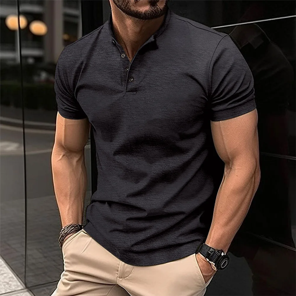 Polo transpirable verano cuello Henry absorbe humedad manga corta - imagen 3