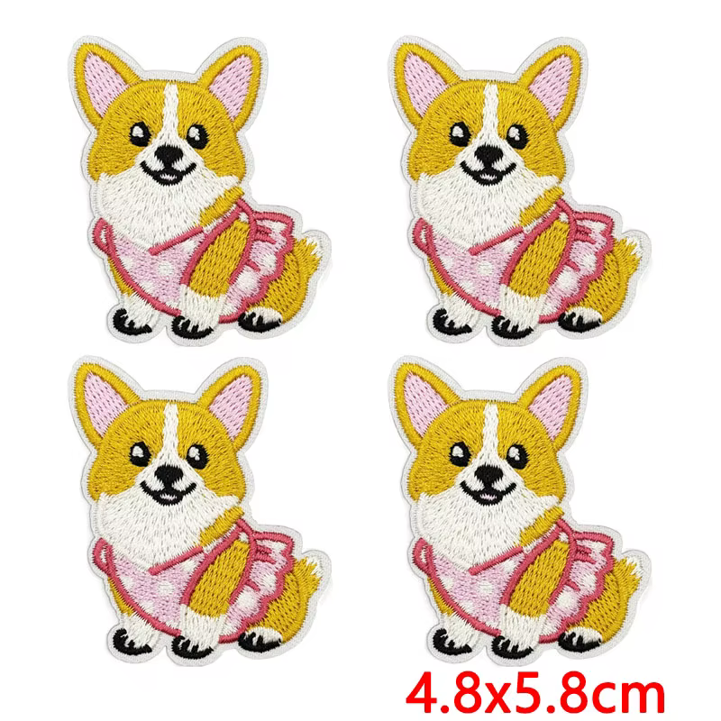 Parche termoadhesivo bordado corgi, bulldog y gatito para ropa - imagen 3