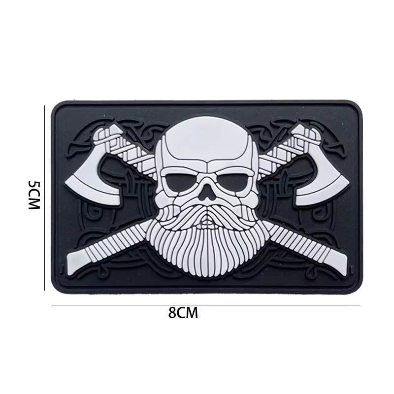 Parche táctico vikingo con doble hacha bordada, para coser