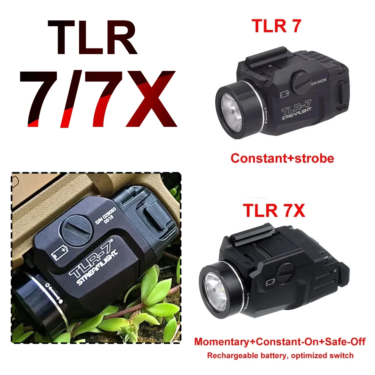 TLR 7 Linterna táctica estroboscópica recargable con apagado auto - imagen 2