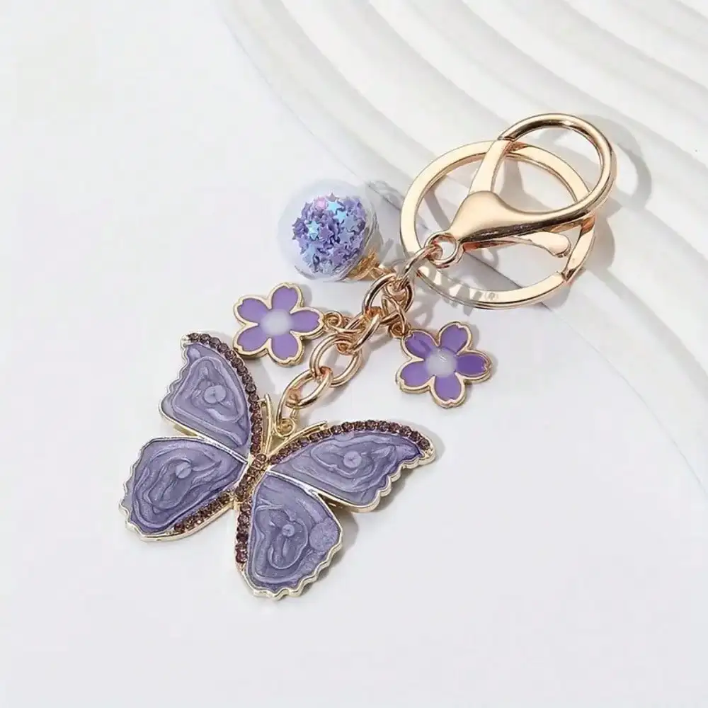 Llavero acrílico mariposa y flor, accesorio decorativo para bolso - imagen 4