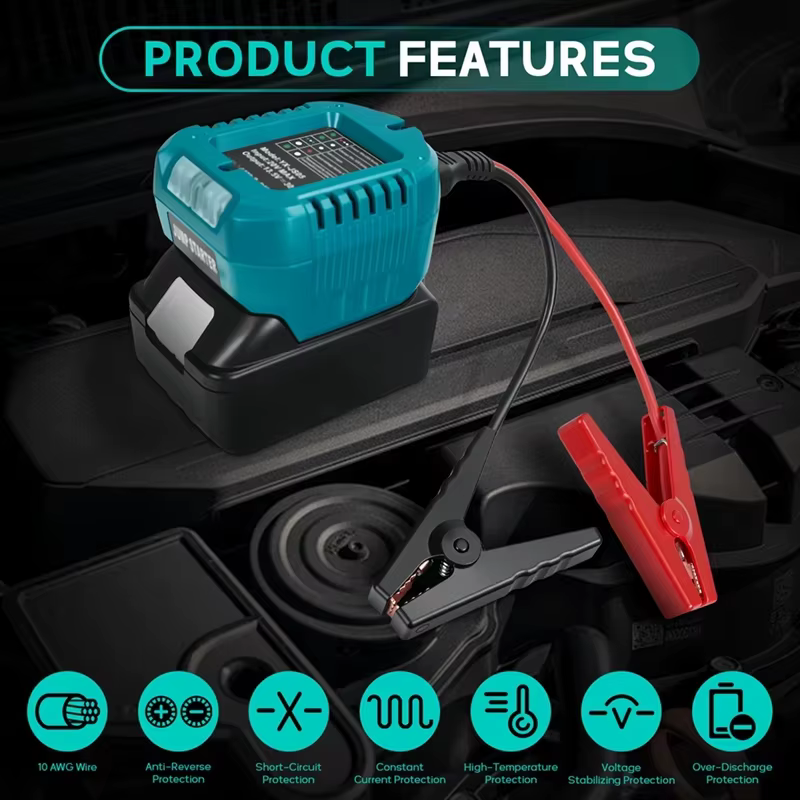Cable de arranque para baterías Makita Milwaukee Bosch con clip - imagen 4