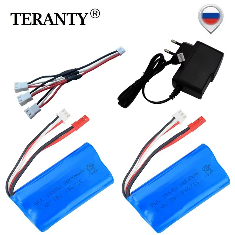 Cargador batería 18650 LiPo 7,4V 3000mAh RC 1:16
